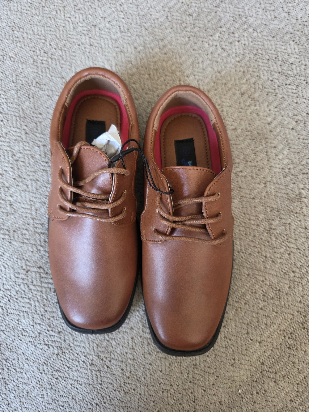 Josmo Brown Kids Dress Shoes with Pink Lining